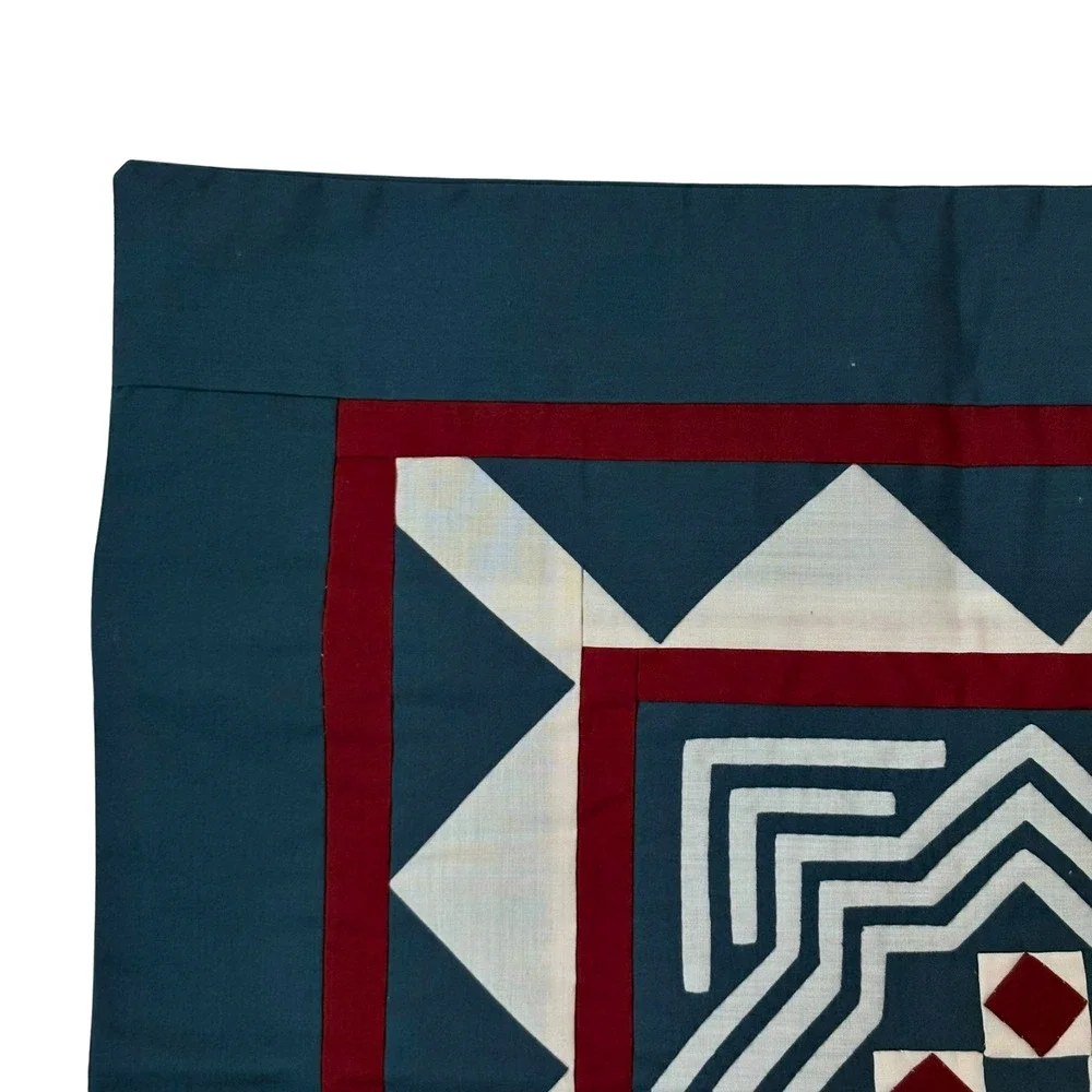 Handcrafted Reverse Applique Square Pillow Cover 16x16 Boho Star Diamond Hmong